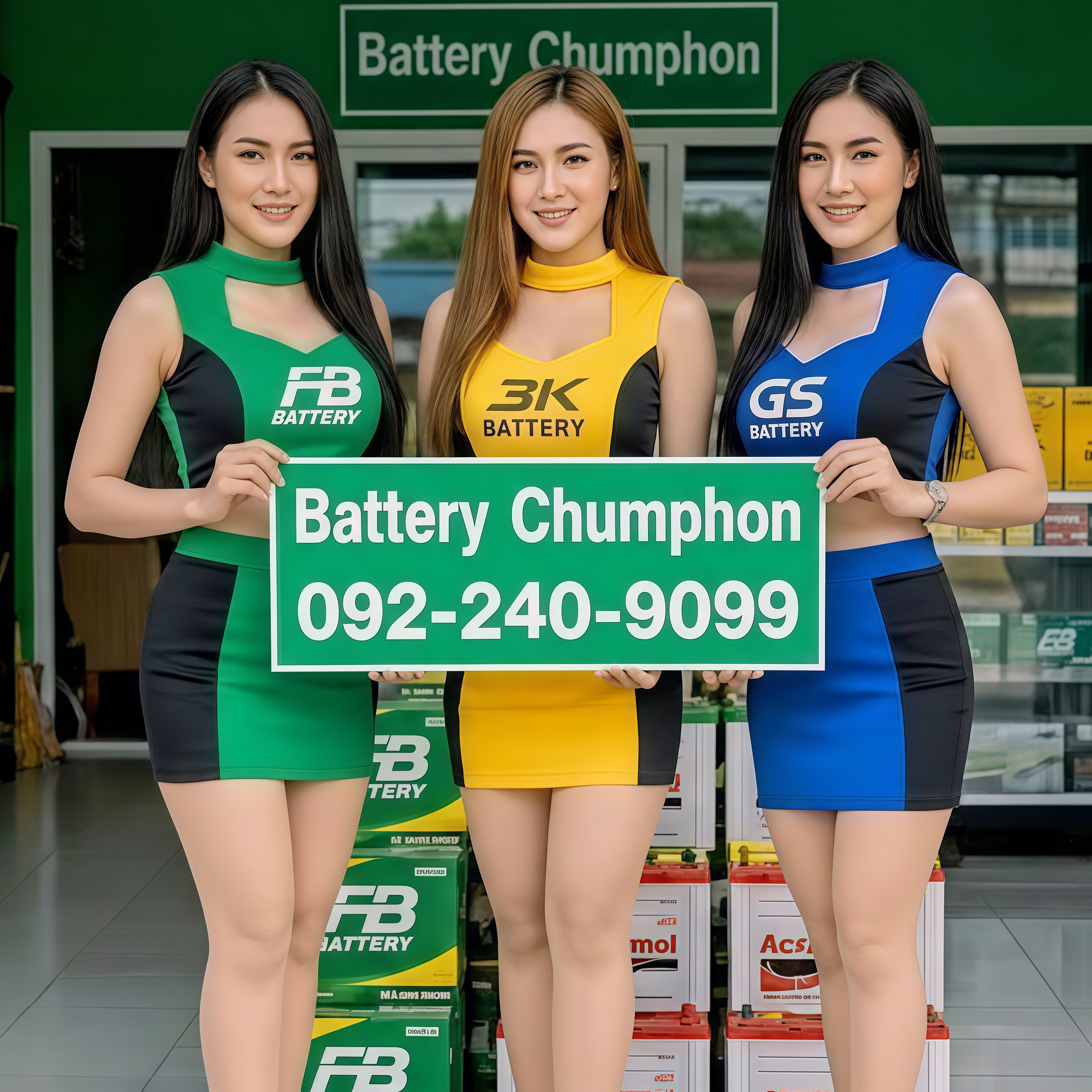 ตัวแทนจำหน่ายแบตเตอรี่รถยนต์ GS FB 3K Amaron ชุมพร บริการเปลี่ยนนอกสถานที่ 24 ชม.