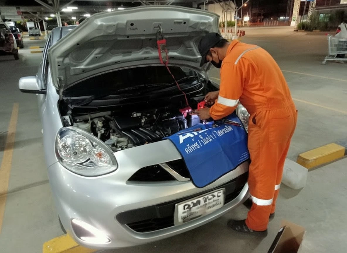 บริการเปลี่ยนแบตเตอรี่รถยนต์นอกสถานที่ 24 ชม. ชุมพร